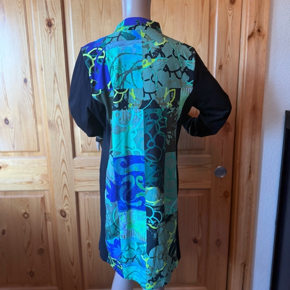 Art Simply by Dolcezza Zip Front Art to Wear Dress Size L Abstract Print - Picture 7 of 16